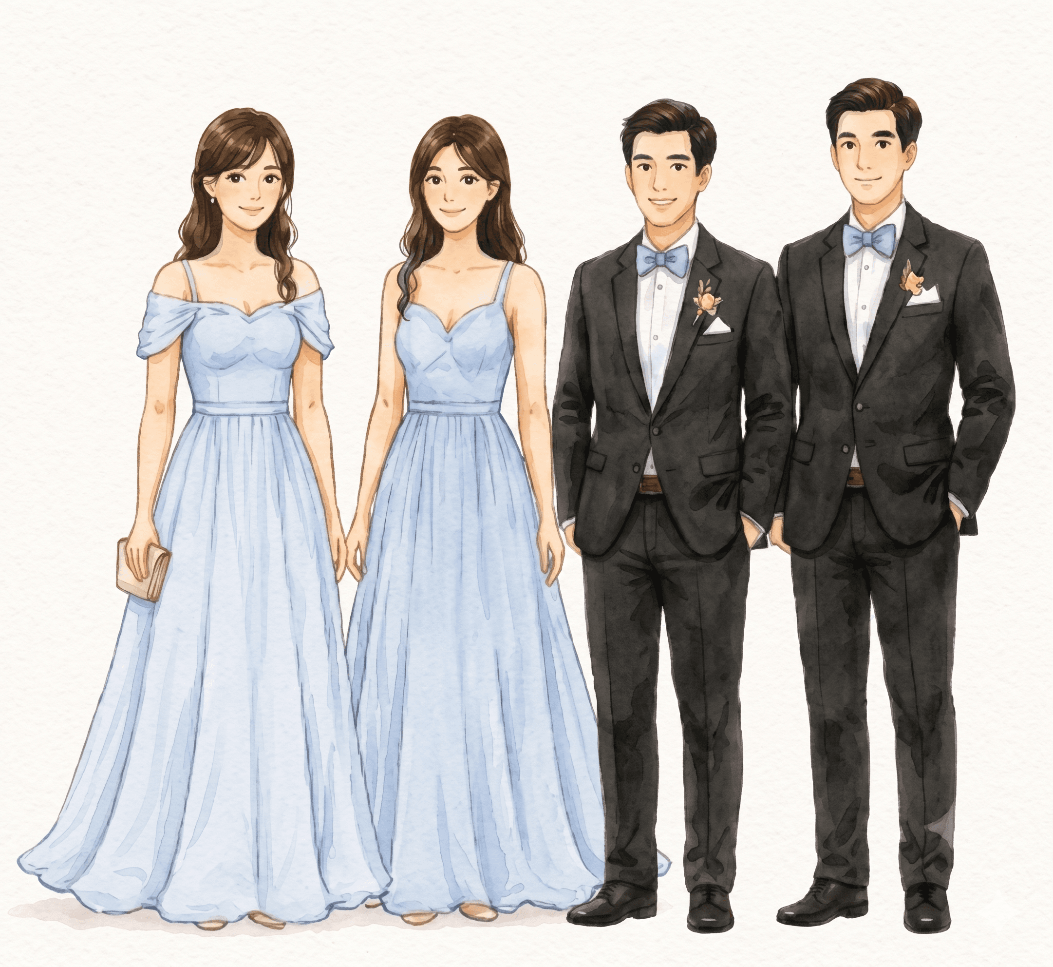 Bride and groom's presentor attire
